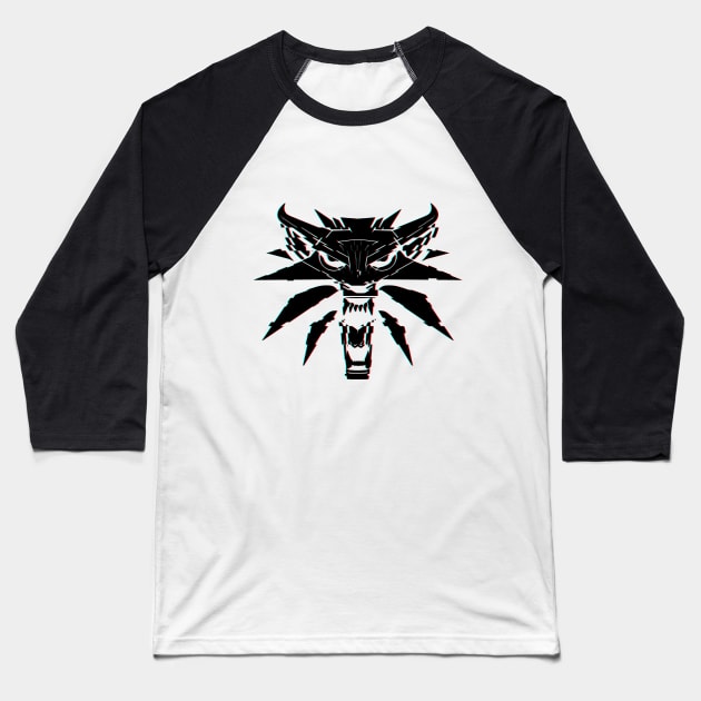 The Witcher 3 Logo Glitch Effect Black Baseball T-Shirt by bardor2@gmail.com